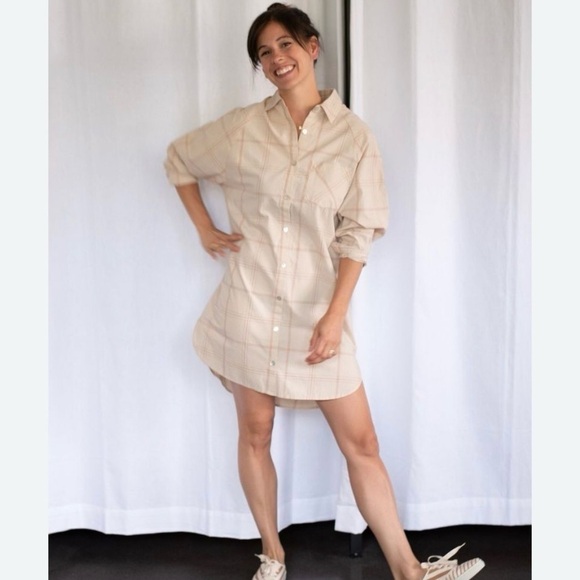 Jackson Rowe Dresses & Skirts - Jackson Rowe Beau Dress Check Print Shirt Dress Cotton Oversized Vintage Plaid